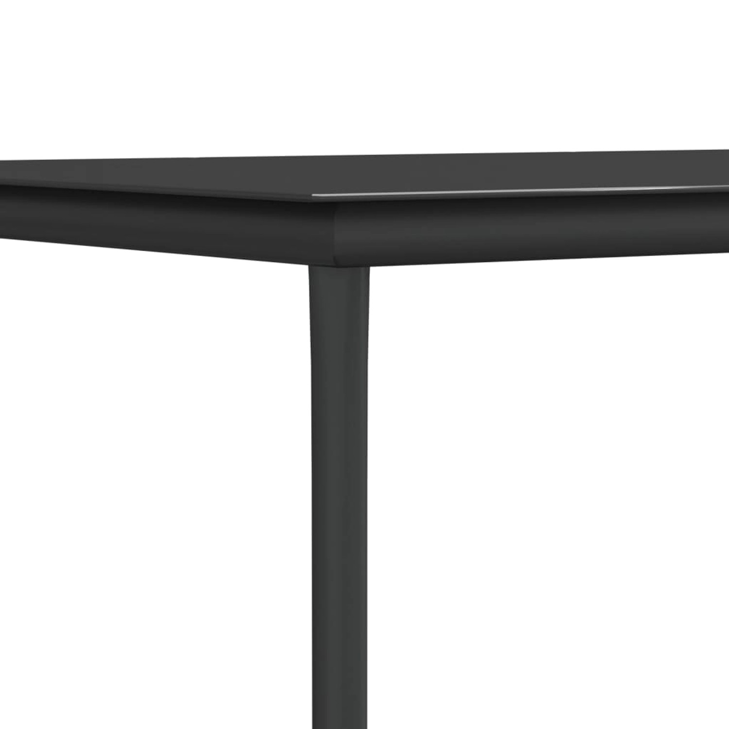 Detailansicht: Schwarzer Gartentisch der vidaXL 7-tlg Essgruppe, Tischplatte und Tischbein.