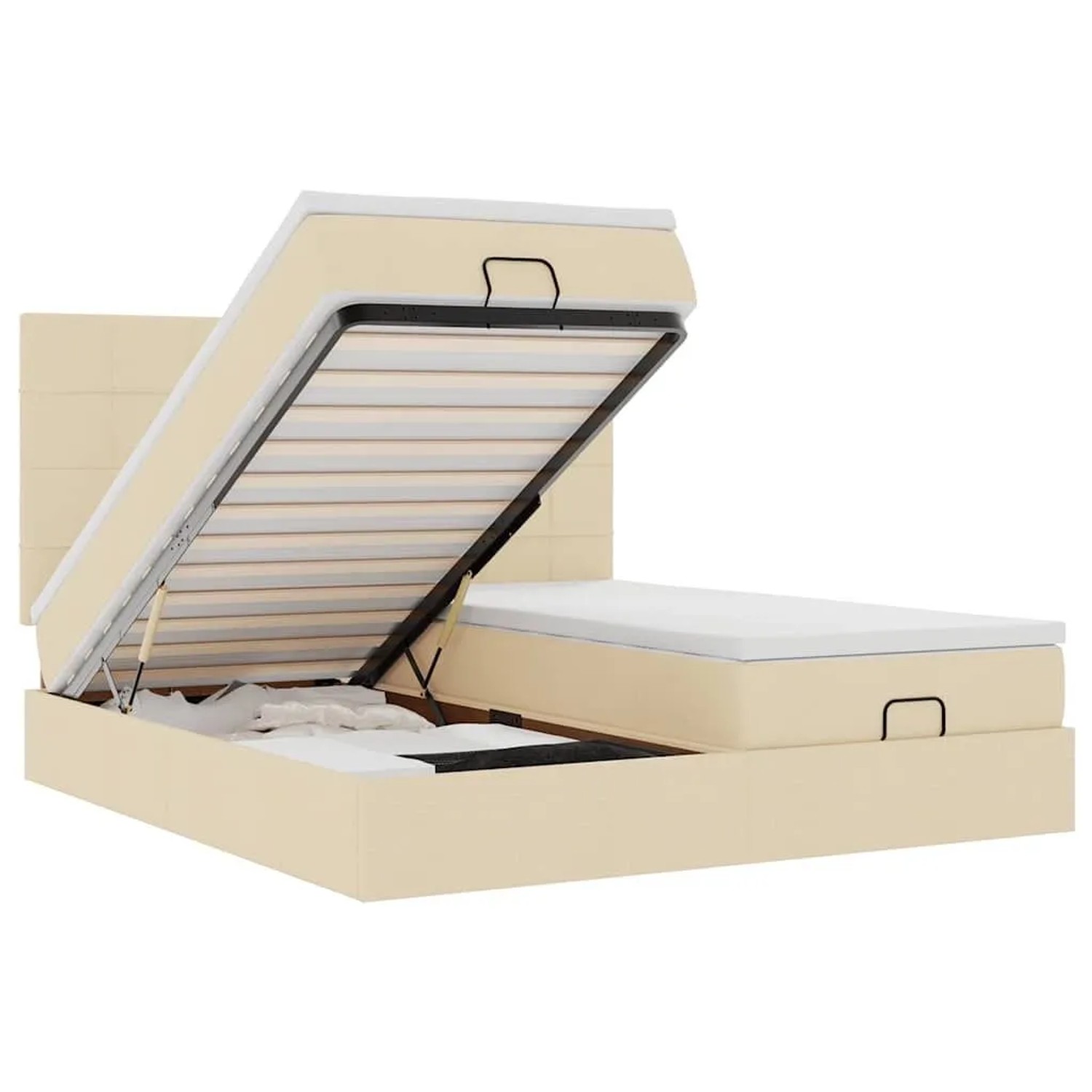 Thumbnail - vidaXL Ottoman-Bett mit Matratzen Creme 160x200 cm Stoff 3313690