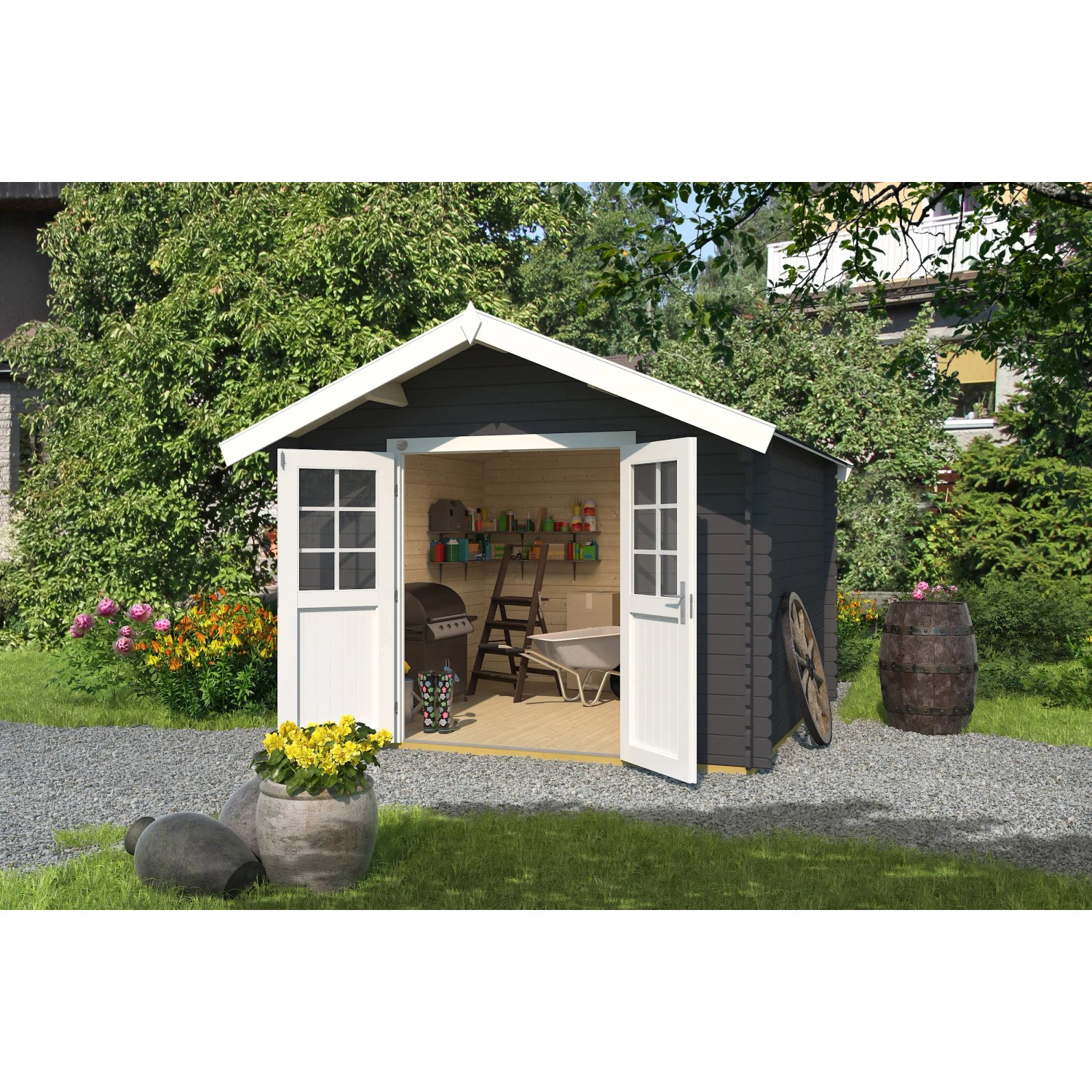 Weka Holz-Gartenhaus Gartenhaus 209 Satteldach Lackiert 360 cm