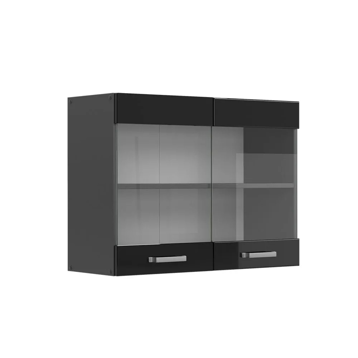 Vicco Küchenglasschrank R-Line Glashängeschrank Schwarz Hochglanz Anthrazit 80 cm