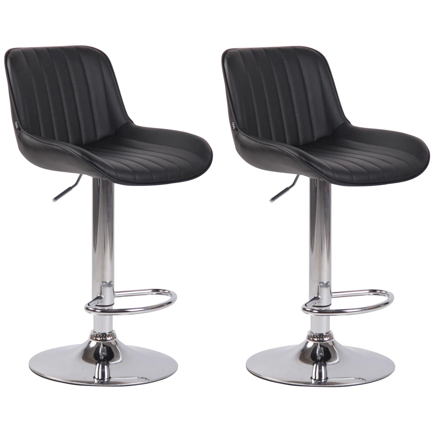 CLP 2er Set Barhocker Lentini Kunstleder Schwarz/Chrom
