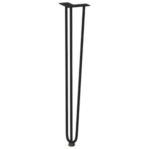 Schwarzes Haarnadelbein aus pulverbeschichtetem Stahl, 72 cm hoch, mit Nivellierfuß. Für Konsolentische.