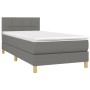 Boxspringbett dunkelgrau 80x200 cm mit Matratze und Kopfteil.