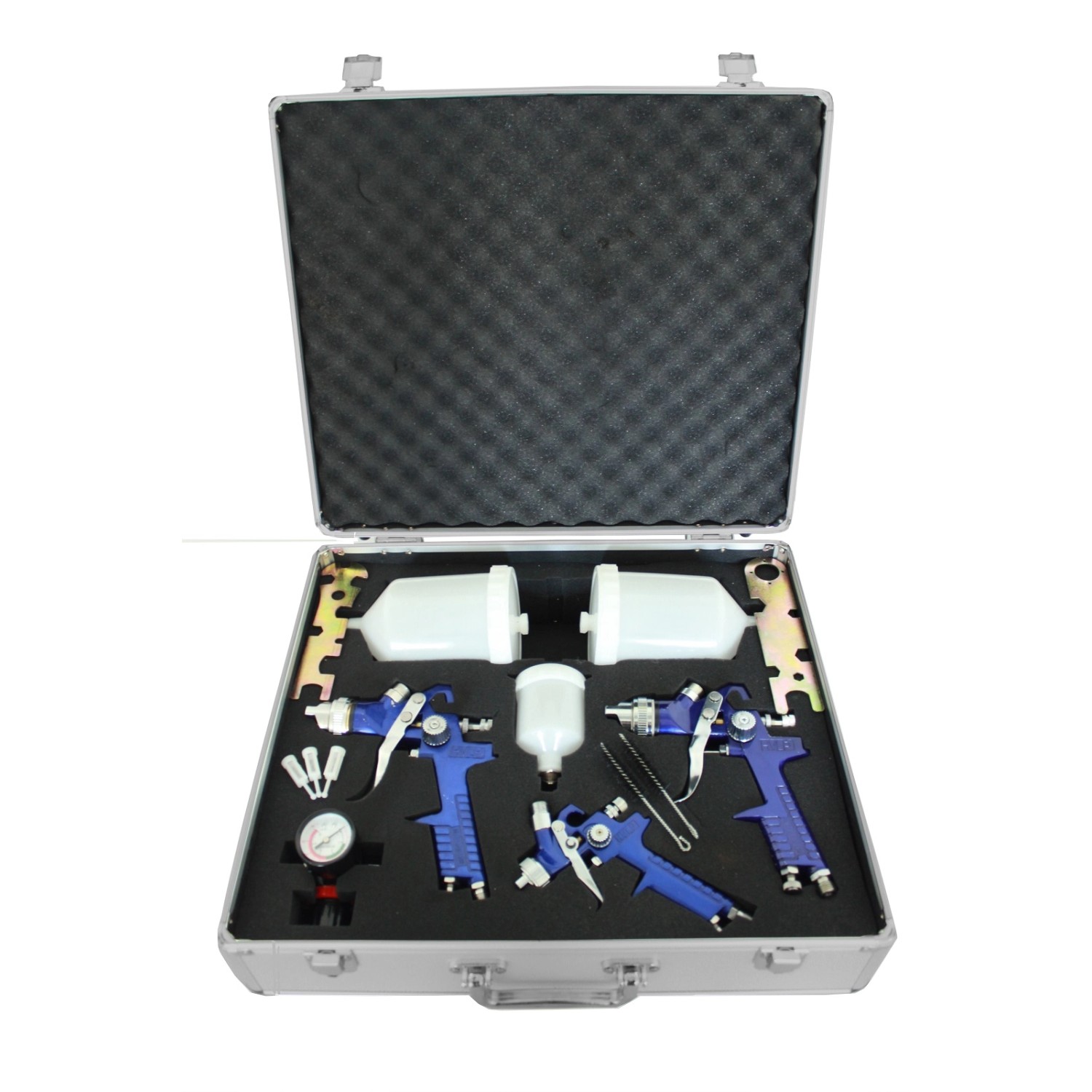 TRUTZHOLM 3x HVLP Spraypistole Lackierpistole Set Druckminderer Koffer Spritzpistole Luft