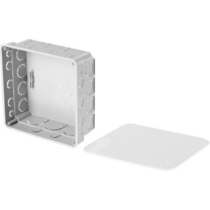 Unterputz Abzweigkasten, 150x150x65 mm, mit weißem Deckel. Für Elektroinstallation.