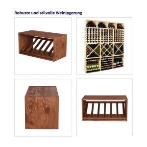 PROREGAL Weinregal Vincellar Mod, braunes Kiefernholz, Modulares System für 6 Flaschen.