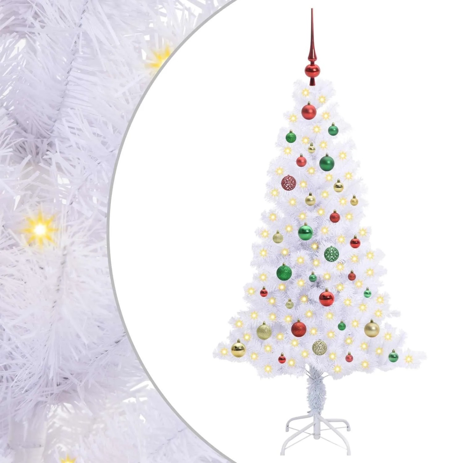 vidaXL Künstlicher Weihnachtsbaum Weiß 150 cm PVC und Stahl 3426656