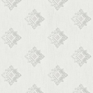 PROFHOME Barock Tapete mit Ornamenten in Beige und Grau. Matte Textiloptik.