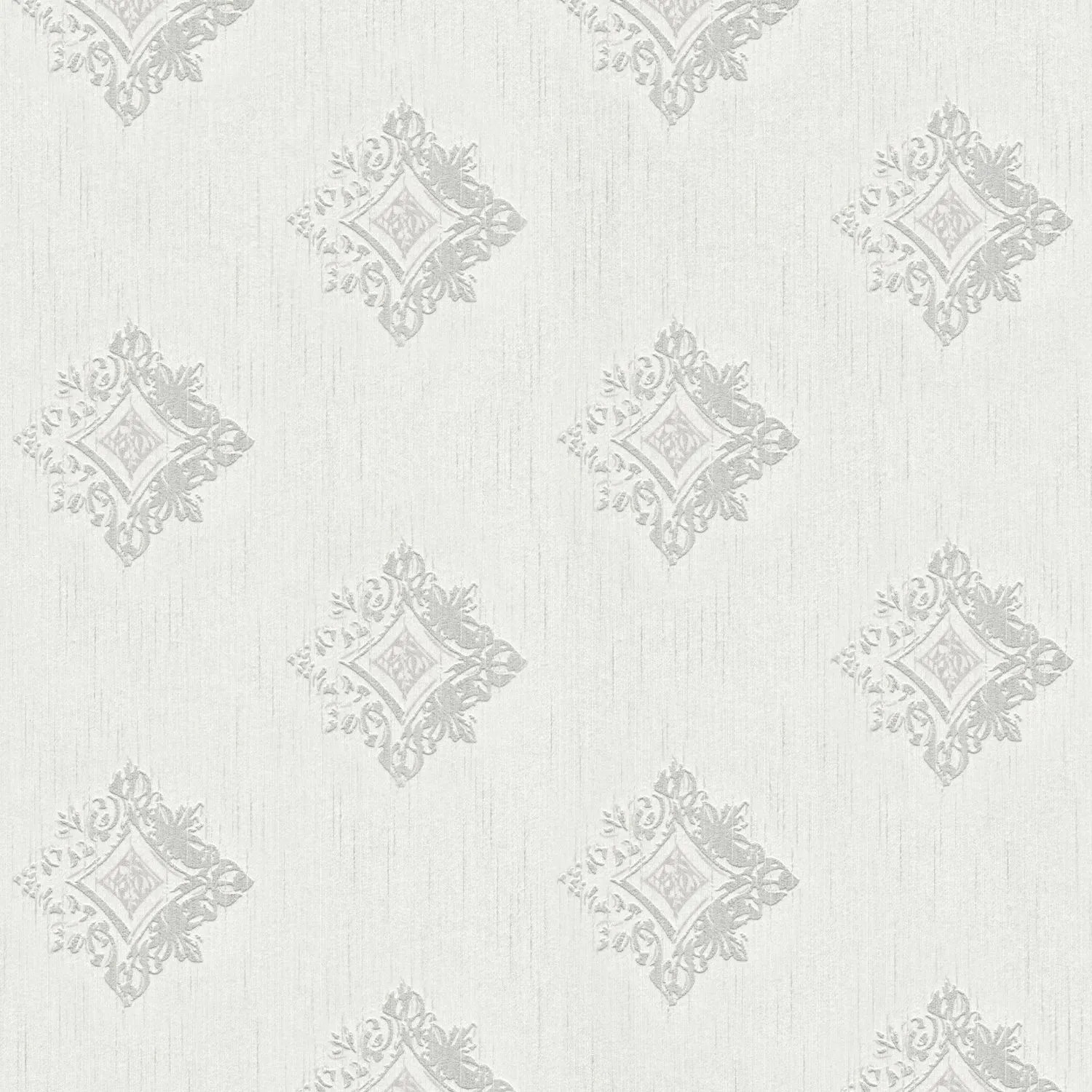 PROFHOME Barock Tapete mit Ornamenten in Beige und Grau. Matte Textiloptik.