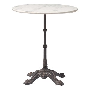 Runder Balkontisch Pizana mit Marmor-Optik, Ø 65 cm, ideal für Balkon und Garten.