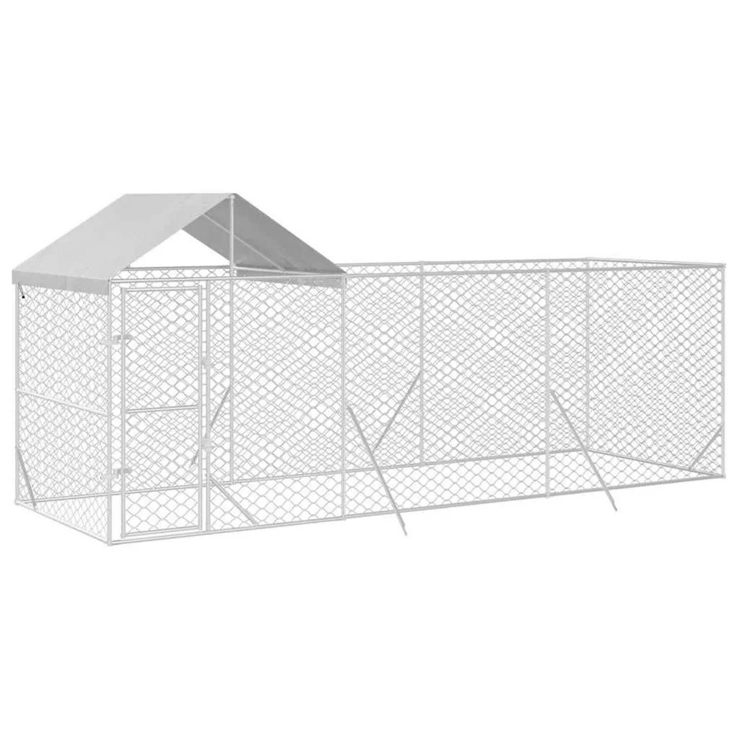 vidaXL Outdoor-Hundezwinger mit Dach Silber 6x2x2,5 m Verzinkter Stahl 3190467