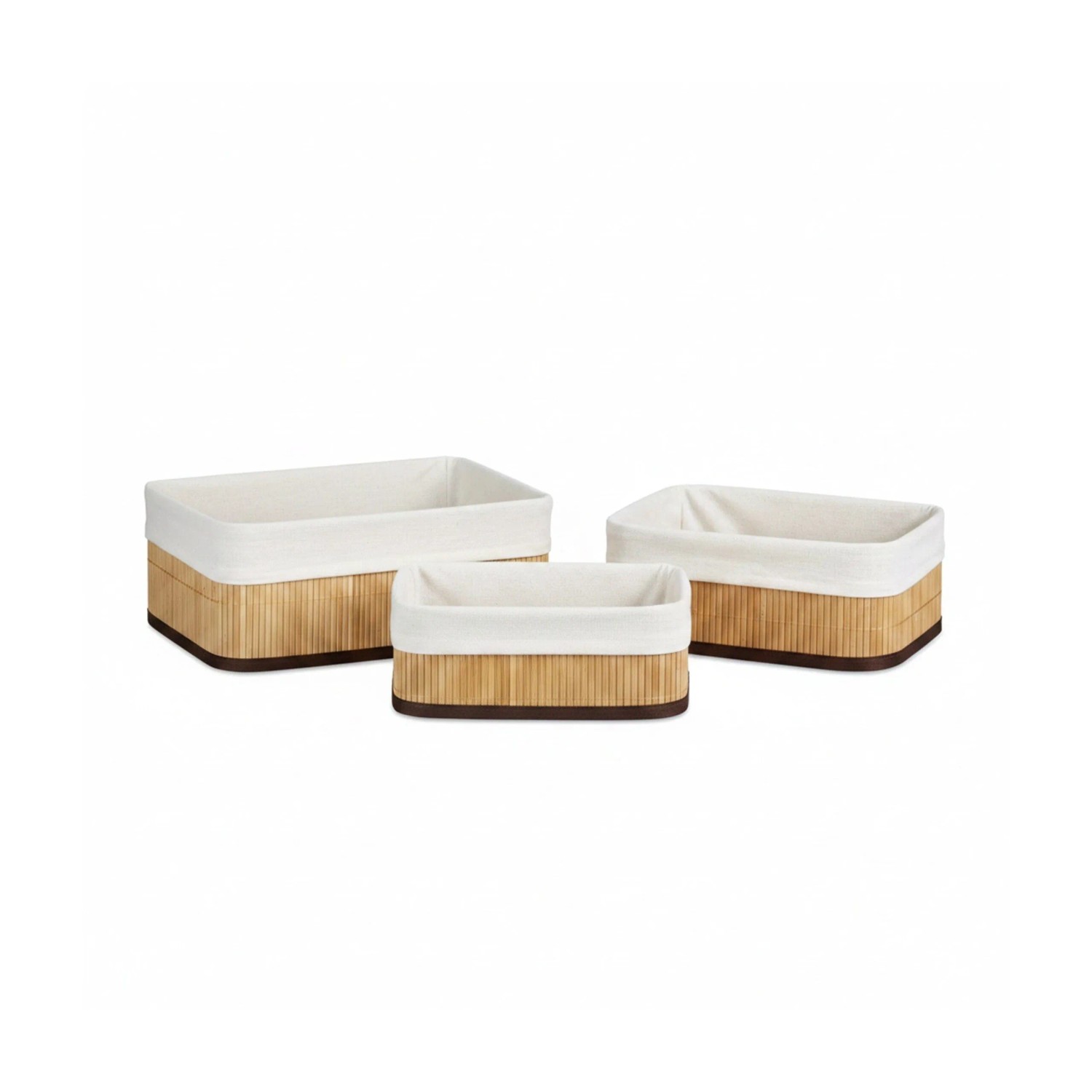 Relaxdays Regalkorb Set Bambus Natur Dreiteilig Rechteckig 12,5 cm x 32 cm x 22 cm 10,5 cm x 26,5 cm x 17 cm 9 cm x 23 cm x 14,5 cm