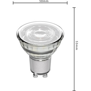Klarer LED-Spot GU10 MR16, 4W, Ø 5cm x 5,3cm für angenehmes, warmweißes Licht.