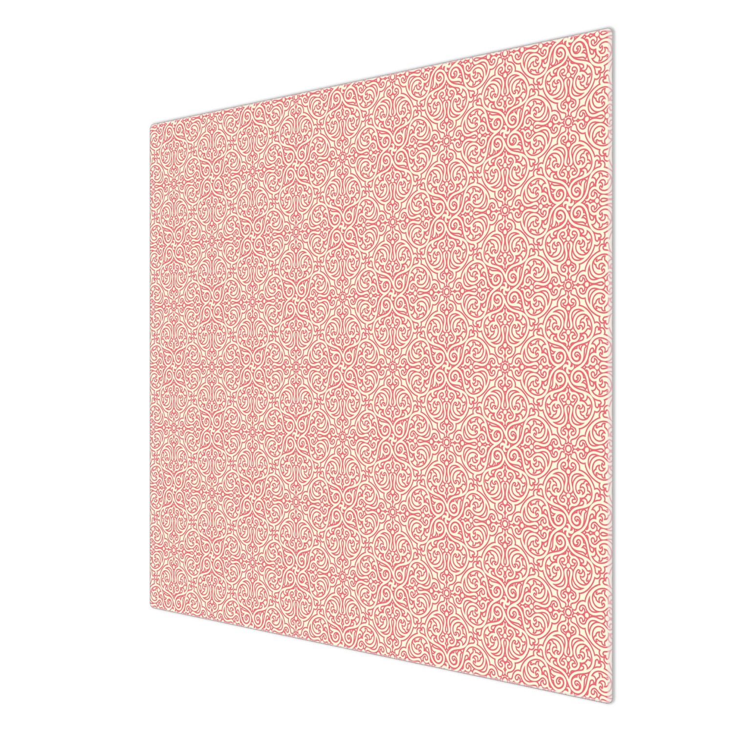 Banjado Herdabdeckplatte aus Glas, 60x52 cm, mit rosa Arabesque Motiv. Schneidebrett und Ceranfeldabdeckung in einem.