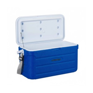 Relaxdays Kühlbox Kunststoff Blau Weiß Isoliert Verstellbar mit Tragegurt 20 l 29 cm x 52.5 cm x 26.5 cm 2.2 kg