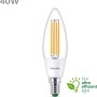 Philips LED-Lampe E14 Kerze, 5,2W, 485lm, warmweiß, Filament-Optik.
