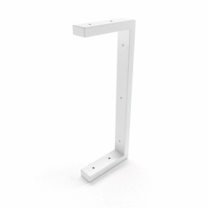 Weiße HEVVA LAHN Waschtisch- & Regalhalterung aus Metall, 15 cm tief, L-förmig, mit Bohrlöchern.