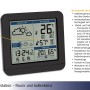 Schwarze TFA Funk-Wetterstation Sky mit Außensender zeigt Innen- und Außentemperatur.
