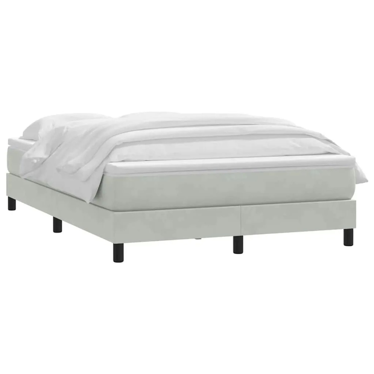 vidaXL Boxspringbett mit Matratze Hellgrau 160x210 cm Samt 3315927 günstig online kaufen