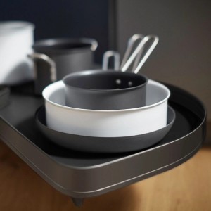 Kesseböhmer LeMans II Anthrazit Rechts 450 mm Eckschrankbeschlag mit ARENA Pure Tablaren