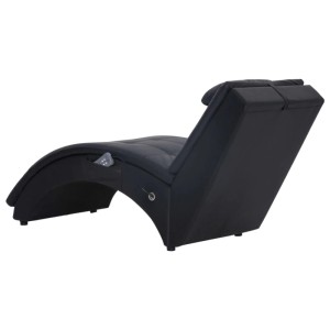 Schwarze vidaXL Massage Chaiselongue mit Kissen aus Kunstleder, Rückenansicht.