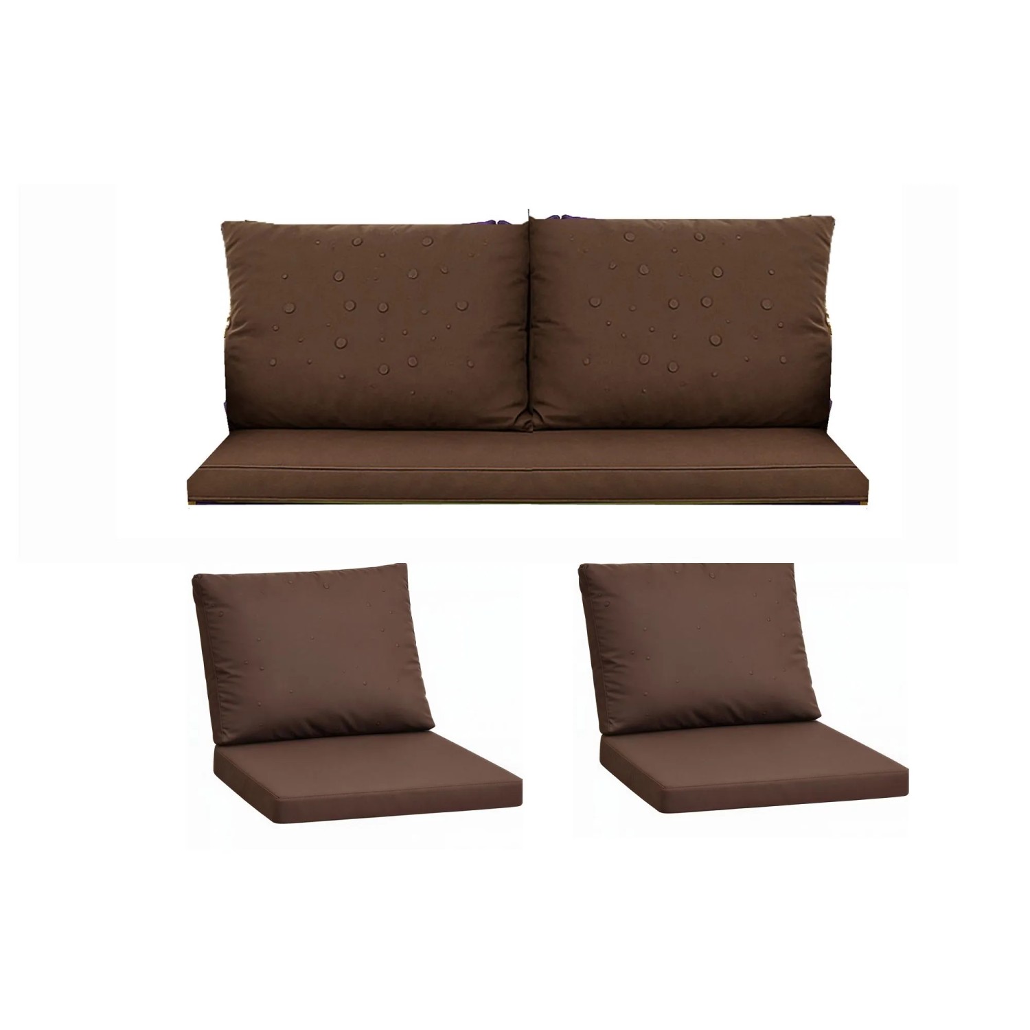 Setgarden Komfort Set Gartenloungekissen aus Technorattan-Möbel Kissen für Sofa 110x60 cm + Sessel 1tlg Braun