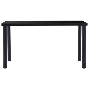 Schwarzer vidaXL Esstisch mit Hartglasplatte und Metallgestell, 140x70x75 cm.