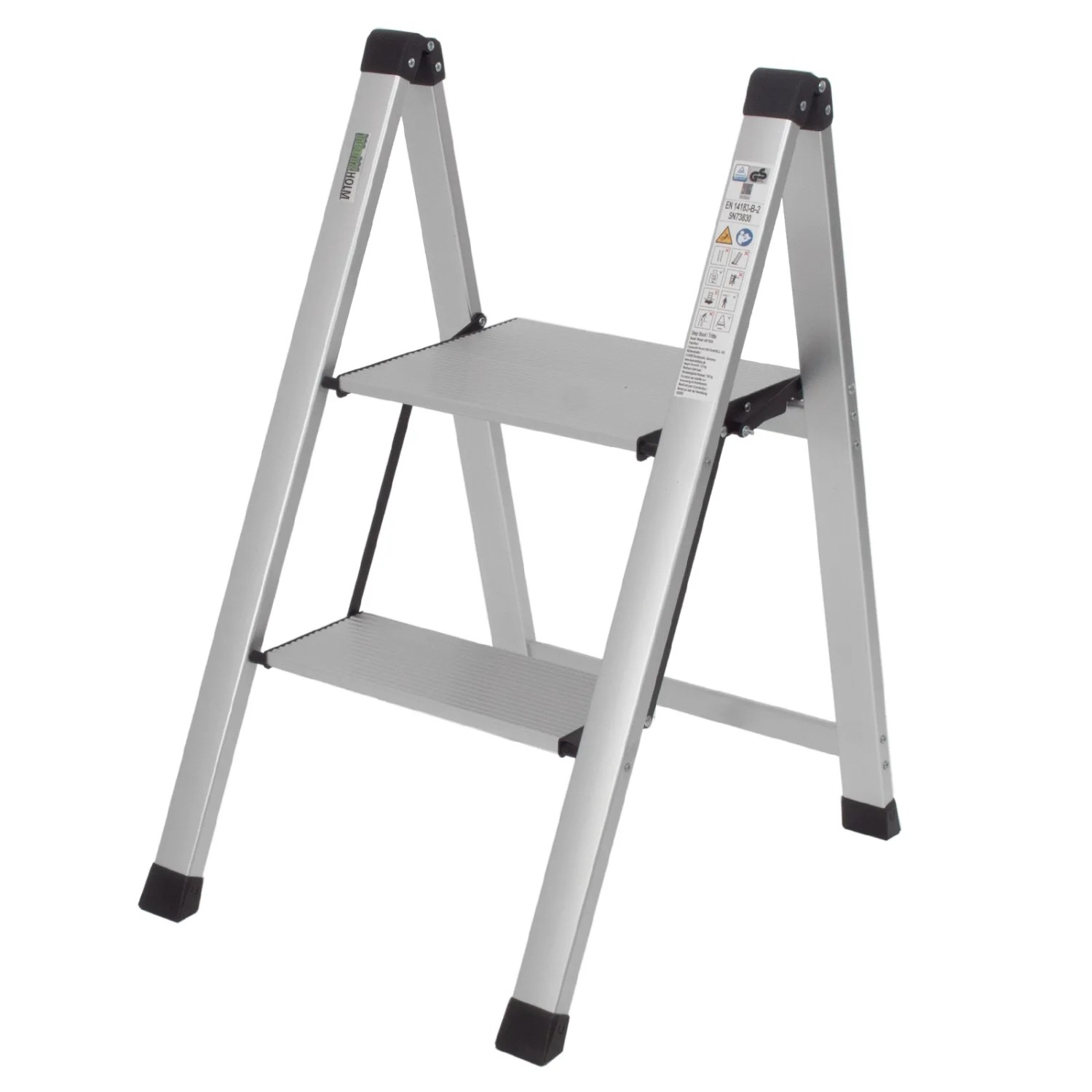 TRUTZHOLM Alu-Trittleiter, 2 Stufen, klappbar, silberfarben. Leiter für Haushalt, Werkstatt & Co.