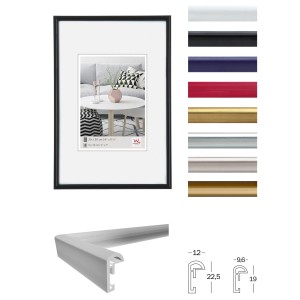 Schwarzer Kunststoff Bilderrahmen 50x70 cm von walther design, verschiedene Farbvarianten.