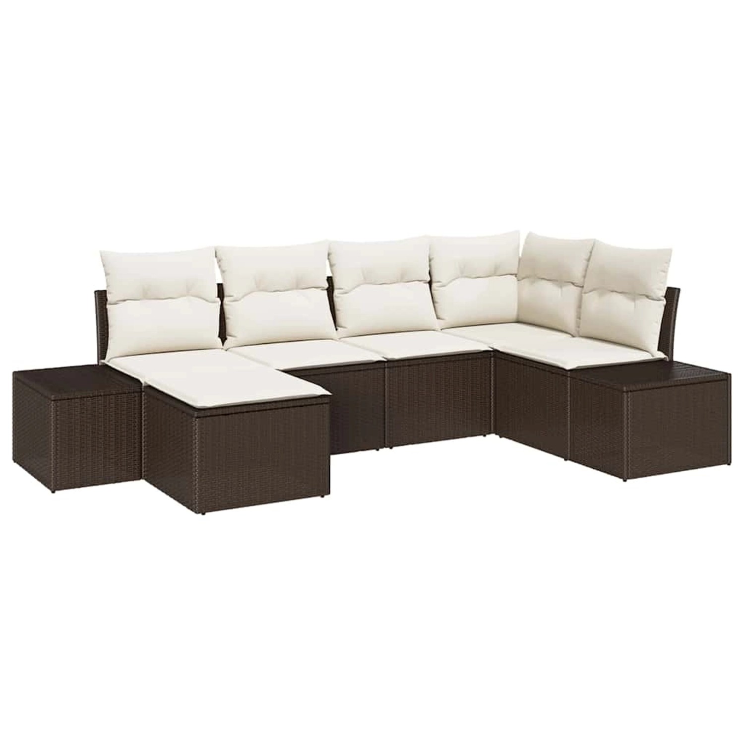 vidaXL Garten-Sofa-Set mit Kissen 6-Tlg Braun und Creme Poly Rattan 3347128 günstig online kaufen