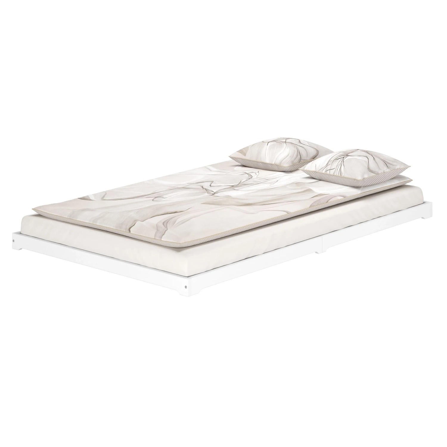 Erst-Holz Überlanges Niederflurbett Kiefer Massiv Weiß 140 x 220 cm ohne Zubehör