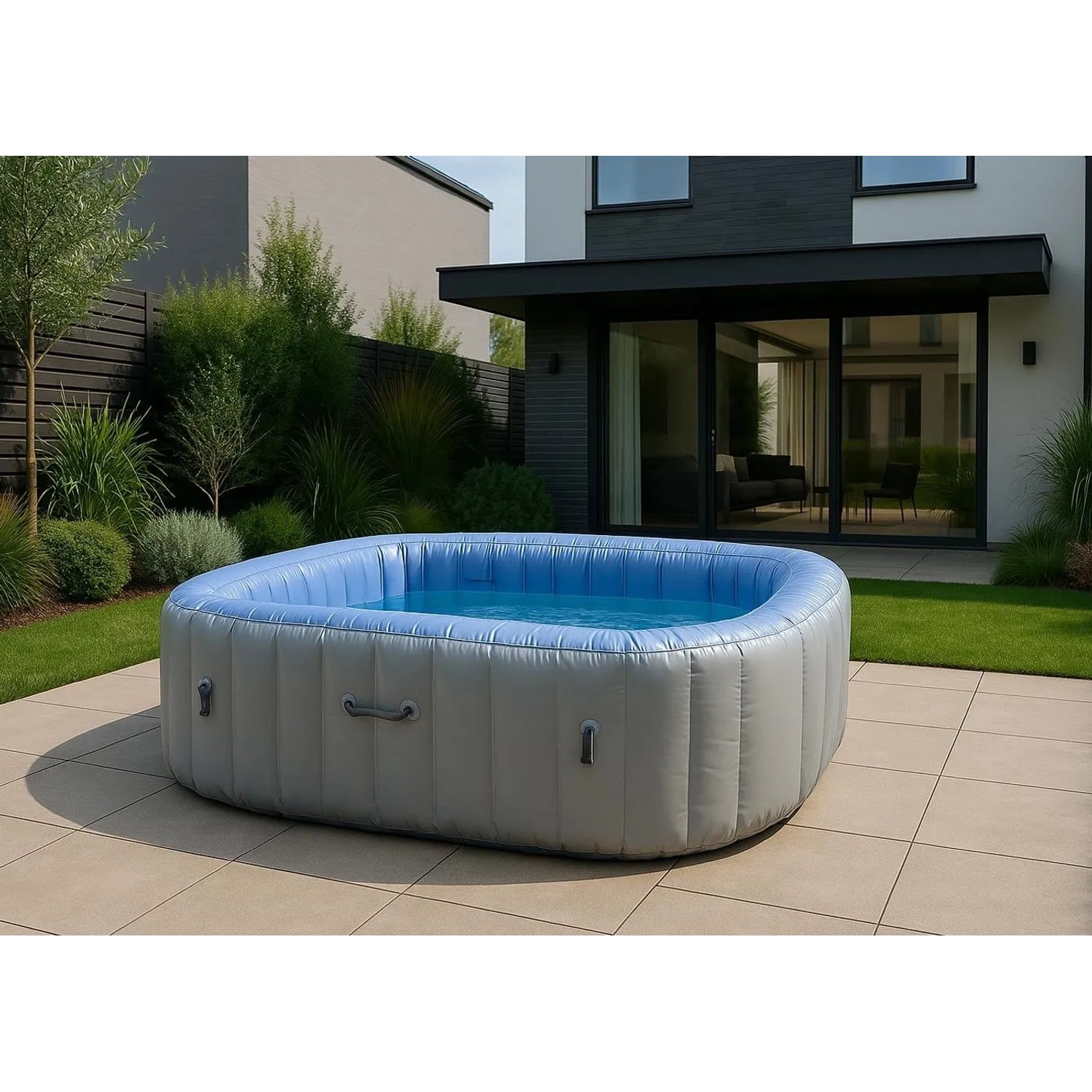 MCW Whirlpool N97 Ersatz-Pool 5 Personen Aufblasbar Eckig 180cm Grau-Blau_10