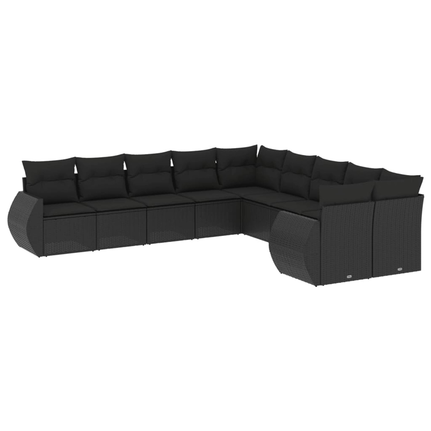 vidaXL 10-Tlg Garten-Sofagarnitur mit Kissen Schwarz Poly Rattan 3254242 günstig online kaufen