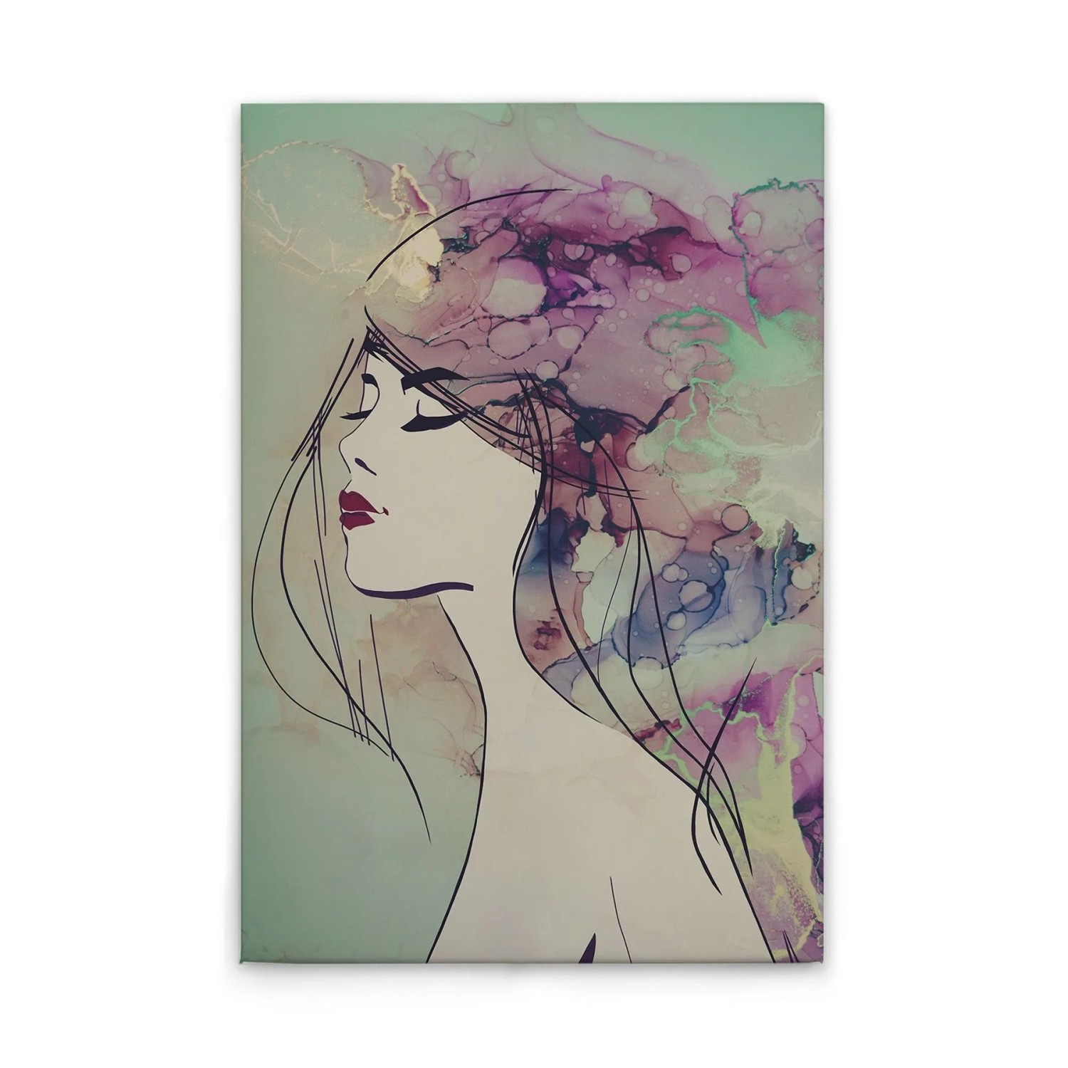 Tadessi Leinwandbild - M1-No.50774 - Aquarell Frau - 30 x 45 cm - Querformat