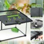 PawHut Terrarium mit Thermometer, 50x30x35cm, Details zu Deckel, Futter und Schloss.