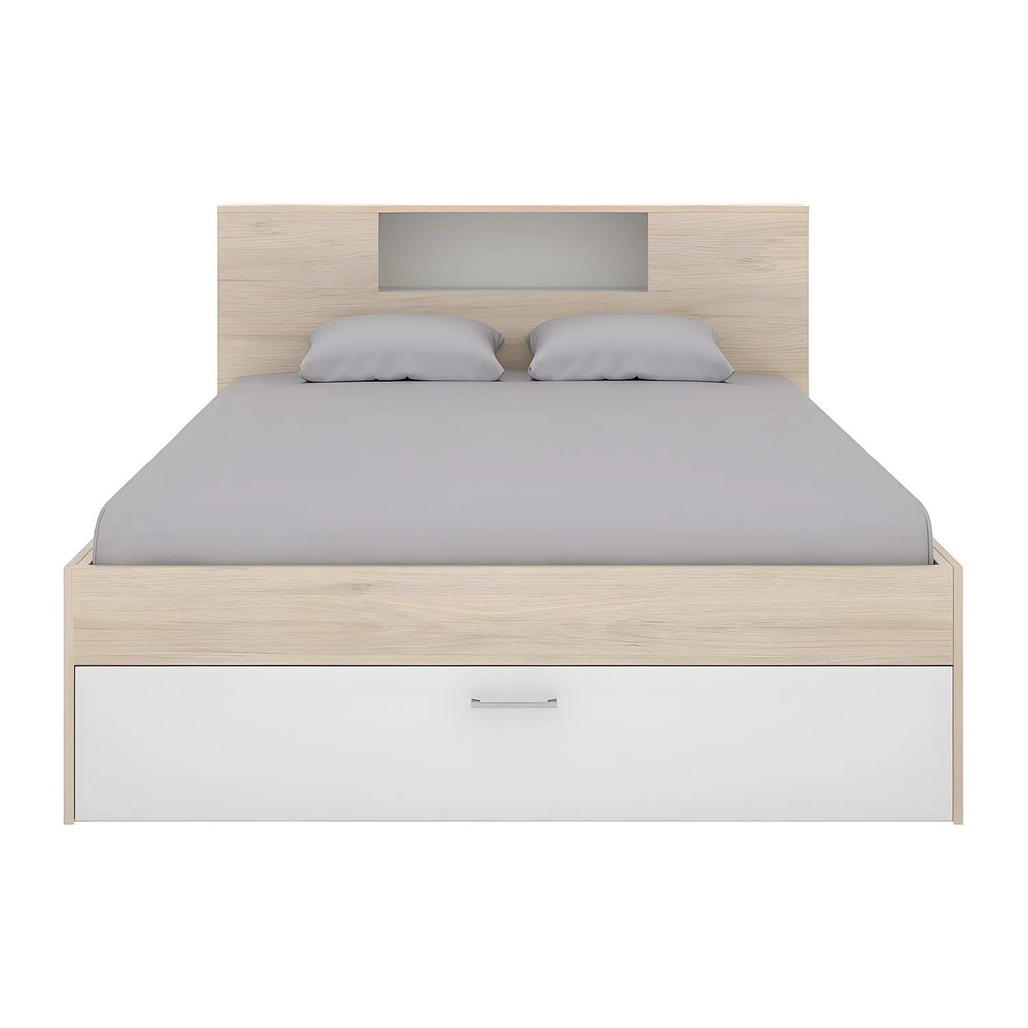 Vente-unique Bettrahmen Leandre Naturfarben Hell  Weiß 228.5 cm