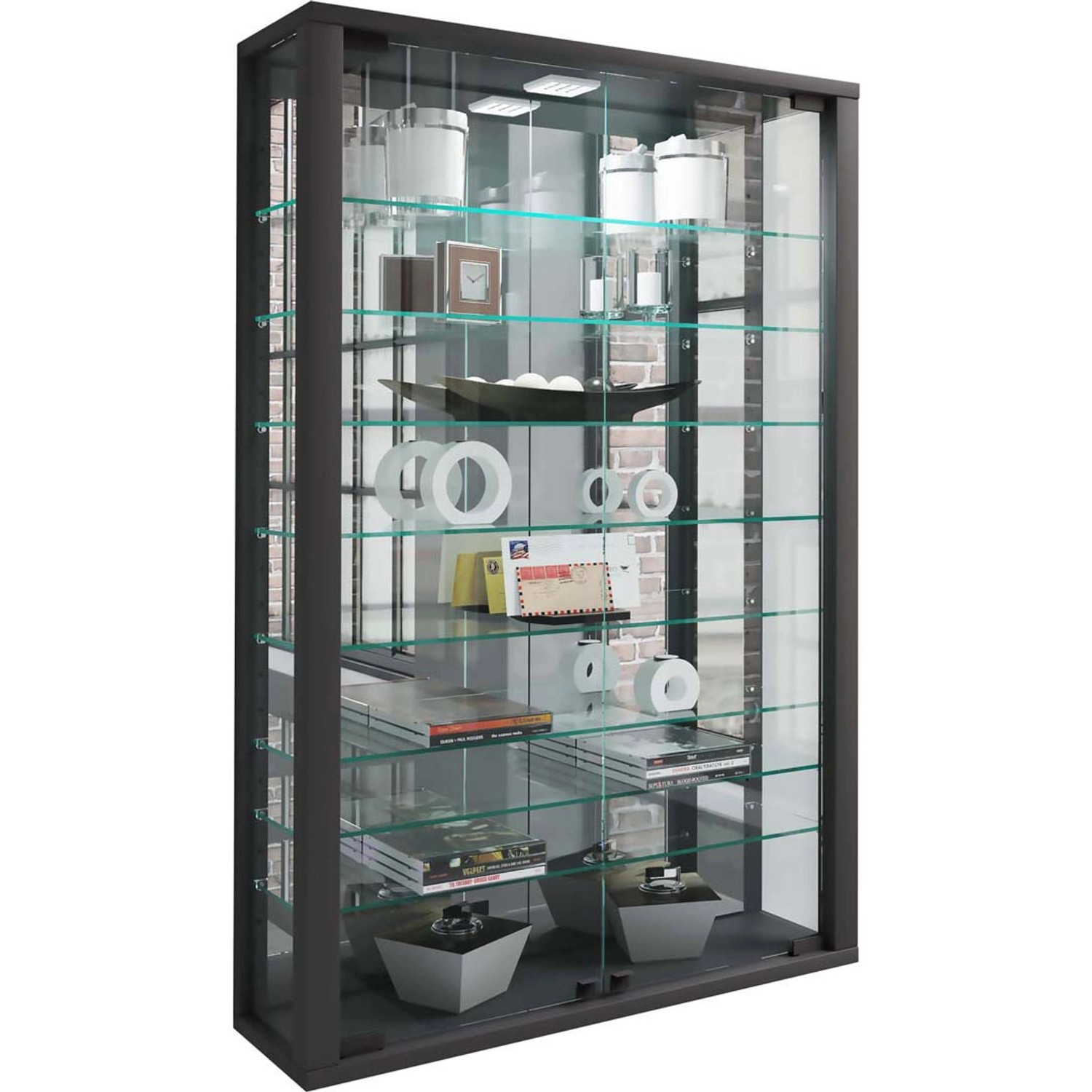 ebuy24 VitrosaMini Vitrinenschrank Wandhängend mit Spiegel 2 Glastüren Inkl günstig online kaufen