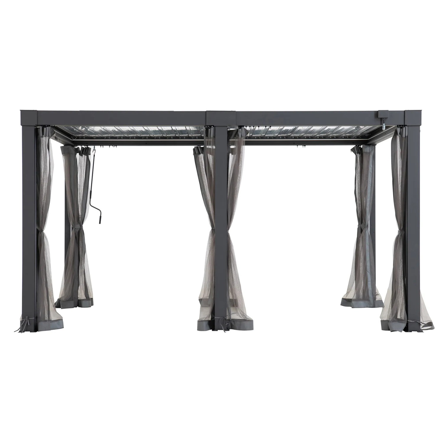 Sunjoy Netz für Matterhorn Multi-Pergola 306x406 cm, grau, mit Vorhängen.