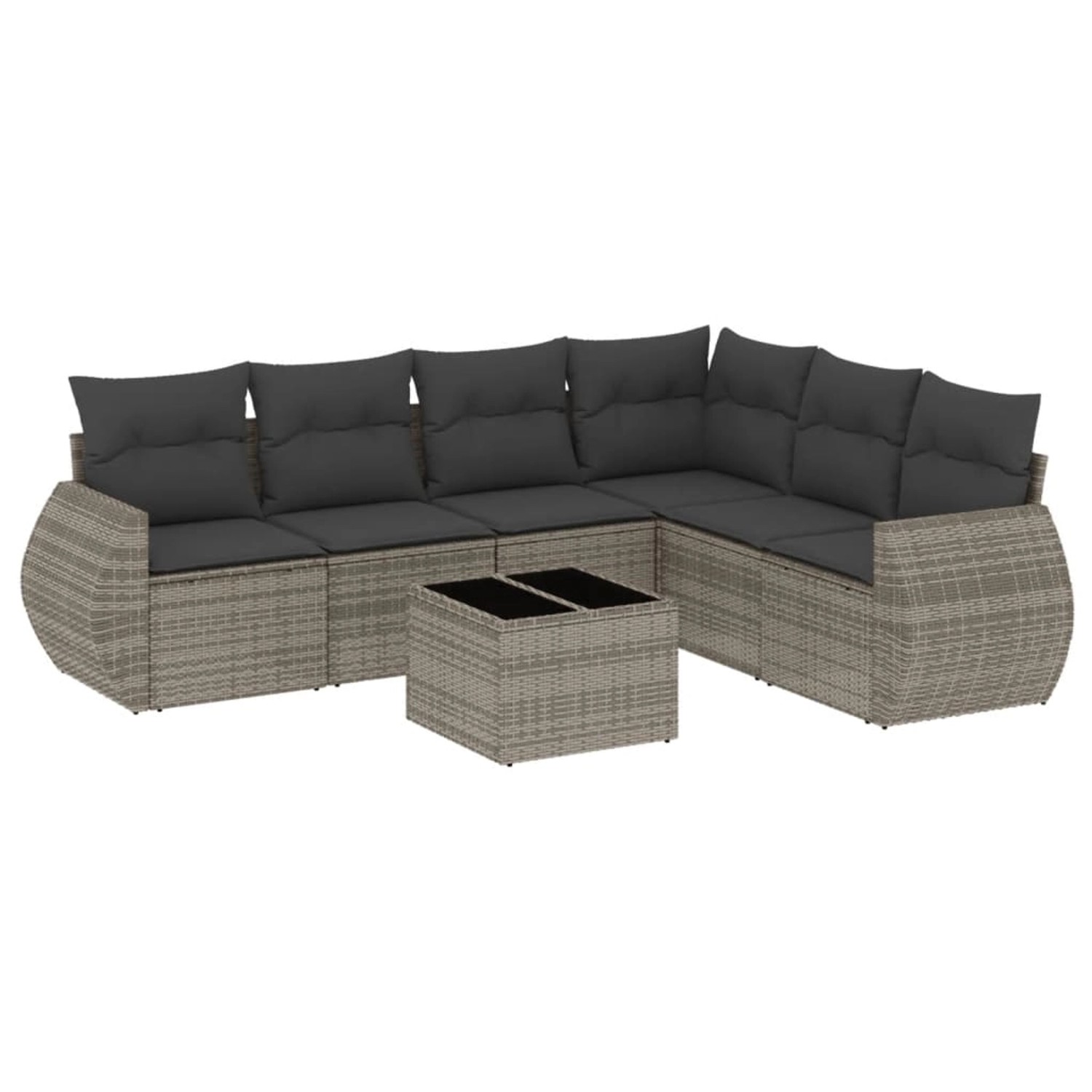 Thumbnail - vidaXL 7-Tlg Garten-Sofagarnitur mit Kissen Grau Poly Rattan 3221419