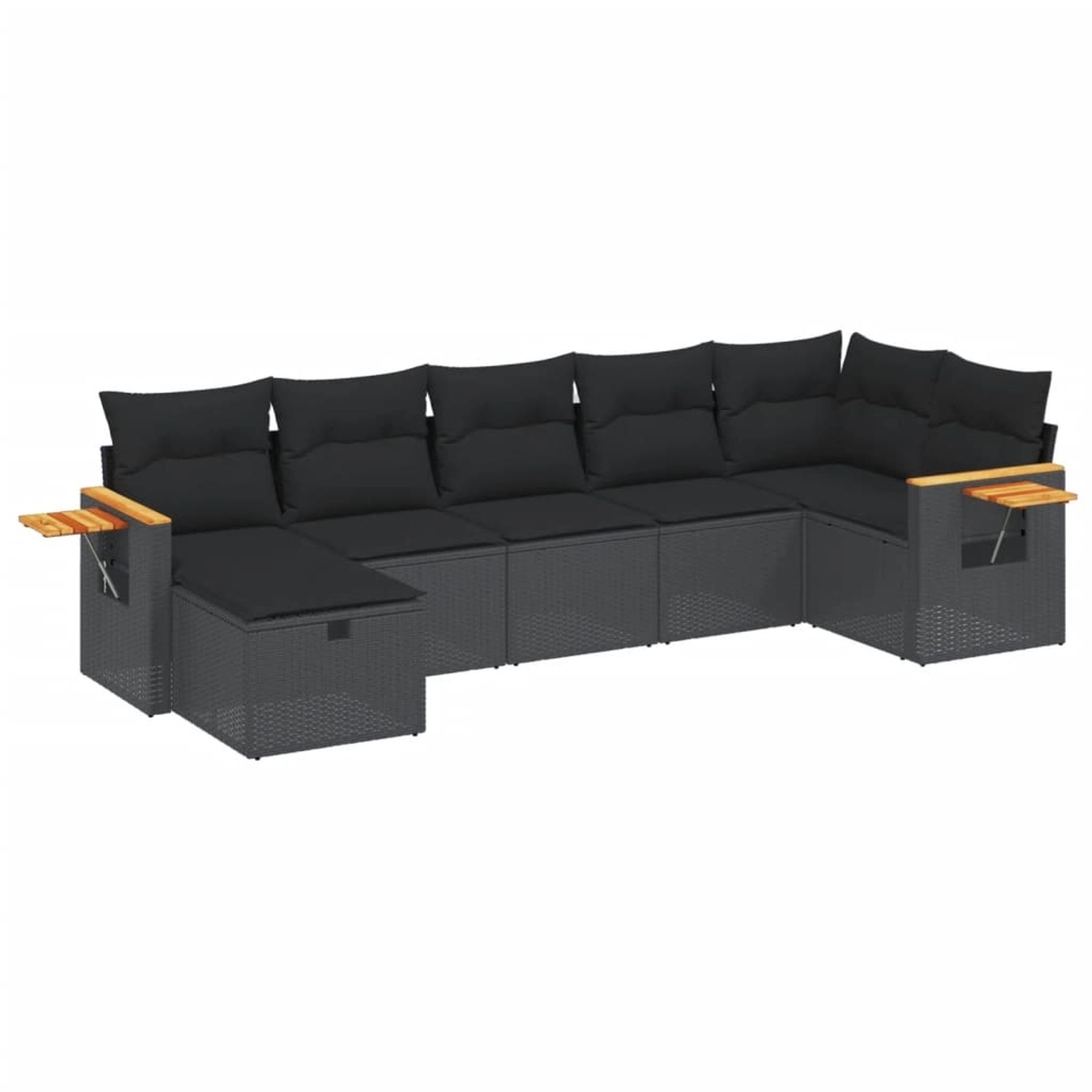 vidaXL 7-tlg Garten-Sofagarnitur mit Kissen Schwarz Poly Rattan Modell 165 günstig online kaufen