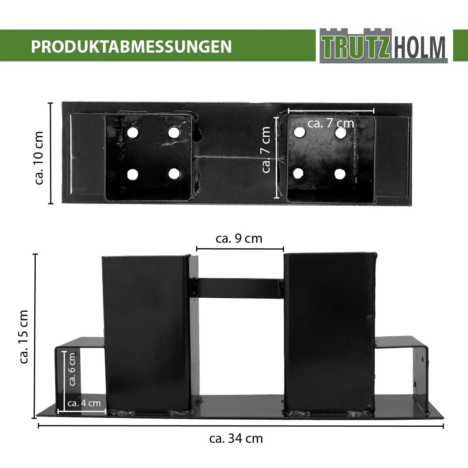 TRUTZHOLM Holzstapelhilfe 4er Set aus lackiertem Stahl, Maße siehe Abbildung.