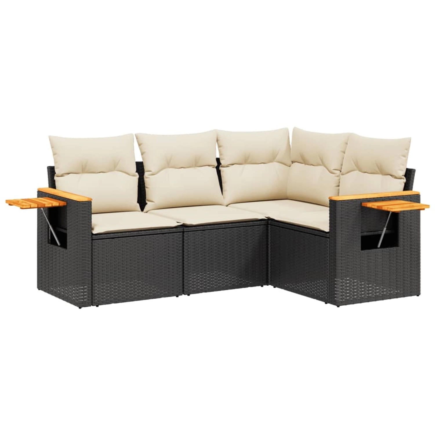 vidaXL 4-Tlg Garten-Sofagarnitur mit Kissen Schwarz Poly Rattan 3259172 günstig online kaufen