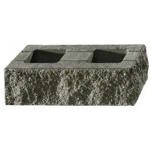 Grau-nuanciertes Bruchsteinmauer Endelement, 50x25x15 cm, für den Mauerabschluss.