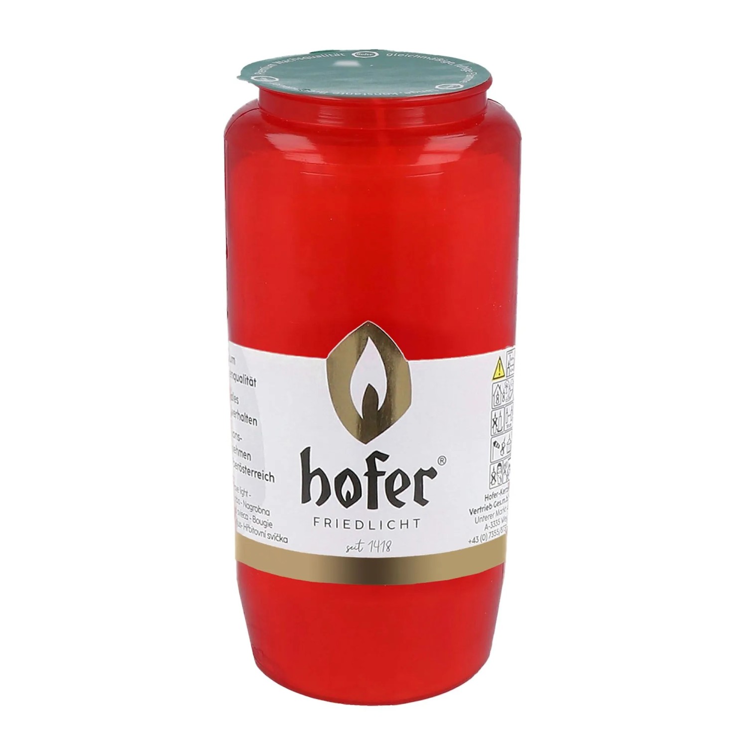 Hofer Kerzen Kompositions-Öl-Licht Nr. 7 Rot 14,3 cm Ø 7,0 cm