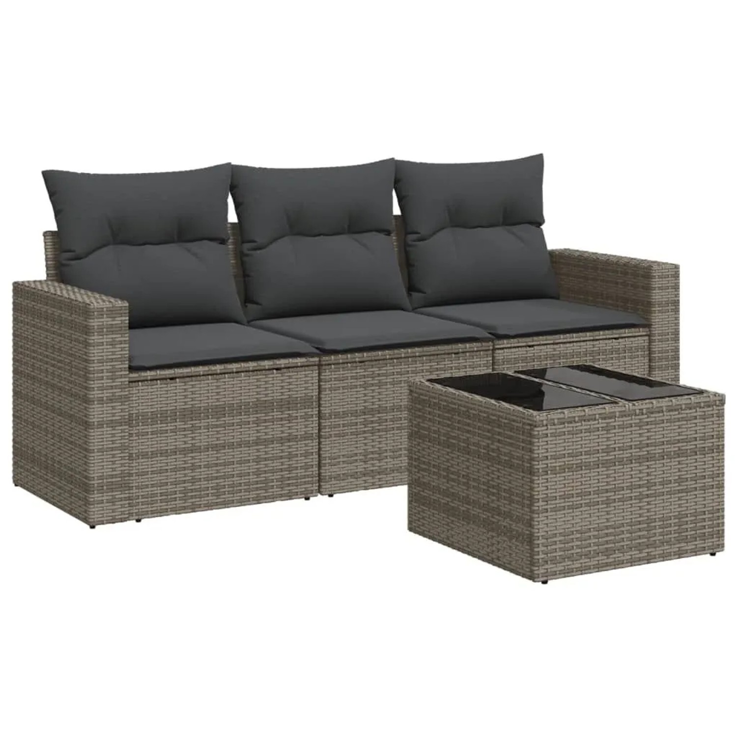 vidaXL 4-Tlg Garten-Sofagarnitur mit Kissen Grau Poly Rattan 3251007 günstig online kaufen