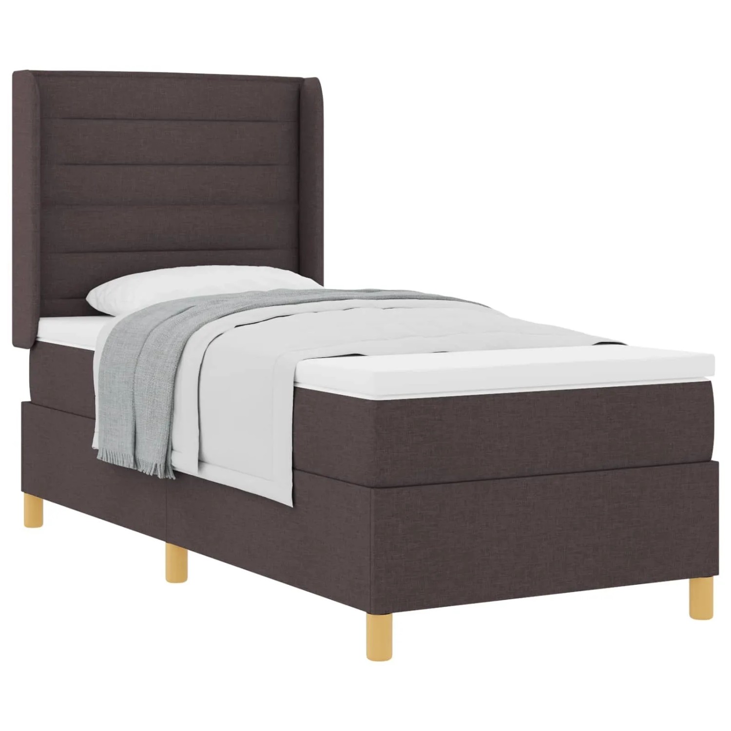 vidaXL Boxspringbett mit Matratze Dunkelbraun 90 x 190 cm Stoff 3341745
