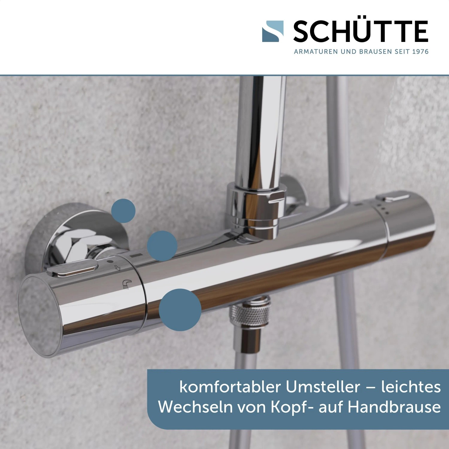 Schütte Aquaduct Brauseset mit Thermostatarmatur in Chrom für die Dusche.