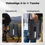 Mattschwarze Wiltec Gepäckträgertasche (16L) am Fahrrad und als Umhängetasche. Vielseitige Fahrrad Packtasche.