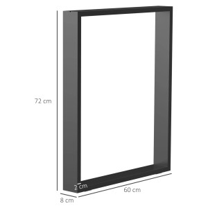 HOMCOM Tischbeine 2er-Set, Vierkantprofile, robust, industrielles Design, 72 cm hoch.