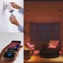 Philips Hue GU10 Leuchtmittel 2er Set in Anwendung: Einsetzen, App-Steuerung, Wohnraum-Szene mit farbigem Licht.
